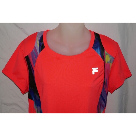 Fila Sport Performance Bright Pink Abstract Print Short Sleeve L Athletic Top - Picture 2 of 10